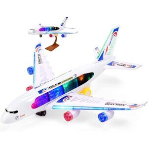 Beemo Bump & Go Airplane Toy for Kids Battery-Operated Toys, Passenger Big Plane